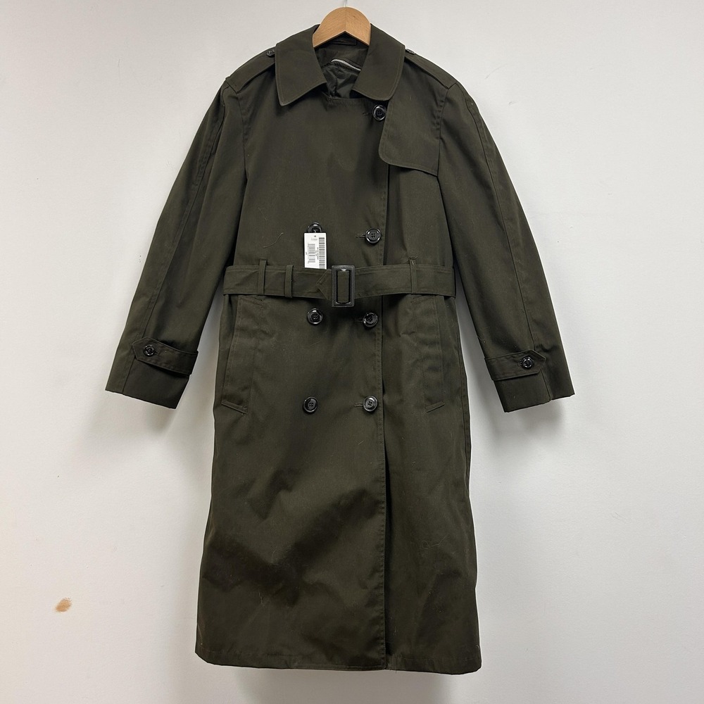 American Apparel Coat Womens 8R Green Trench All Weather Belted Lined Military